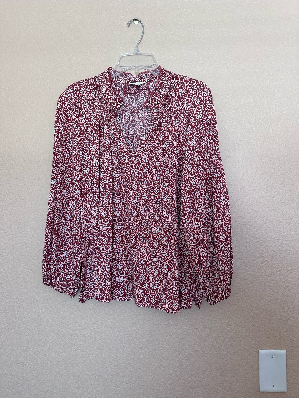 Caslon Rust and White Printed Long-Sleeve Blouse